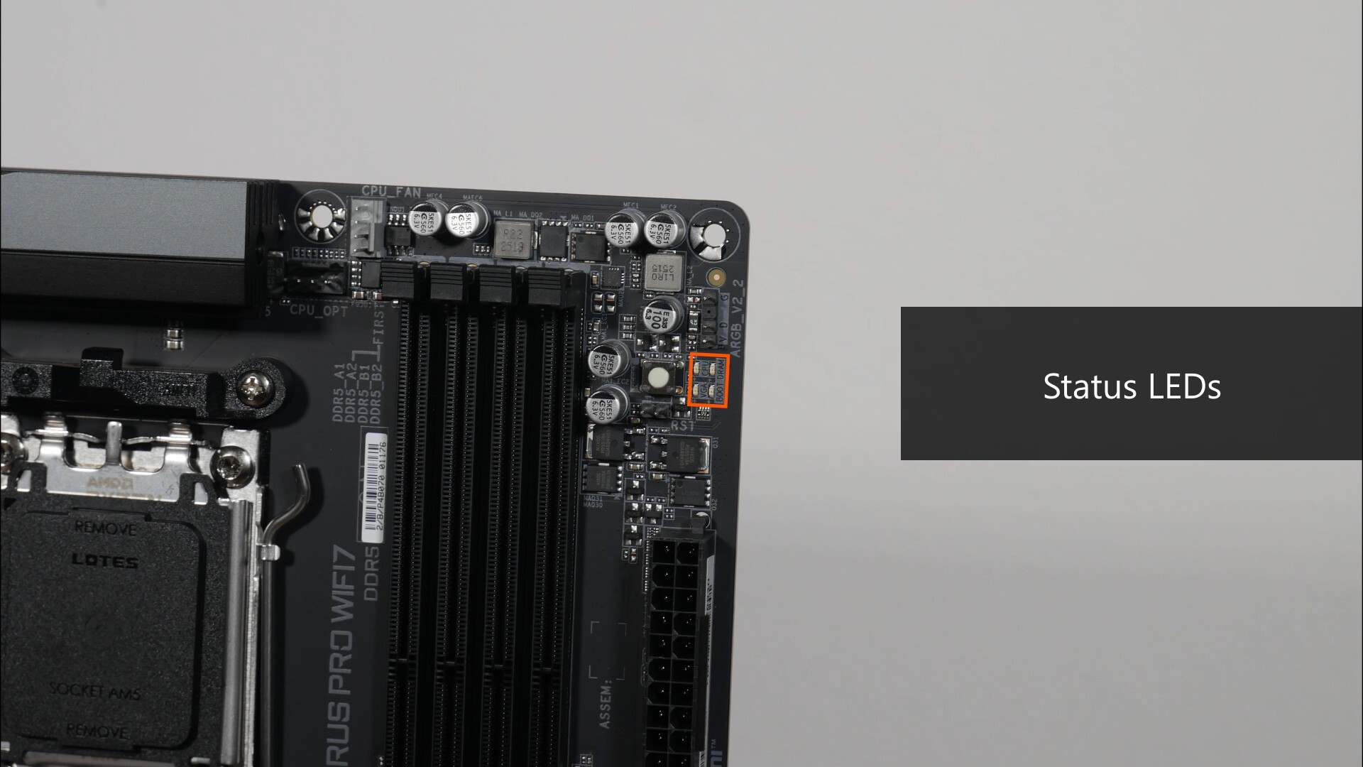 Gigabyte B850M AORUS PRO WIFI7 Status LEDs
