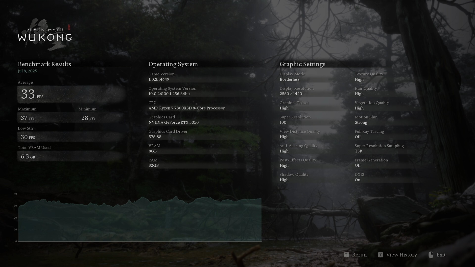 Gigabyte GeForce RTX 5050 OC Low Profile 8G Black Myth Wukong Benchmark 1440p