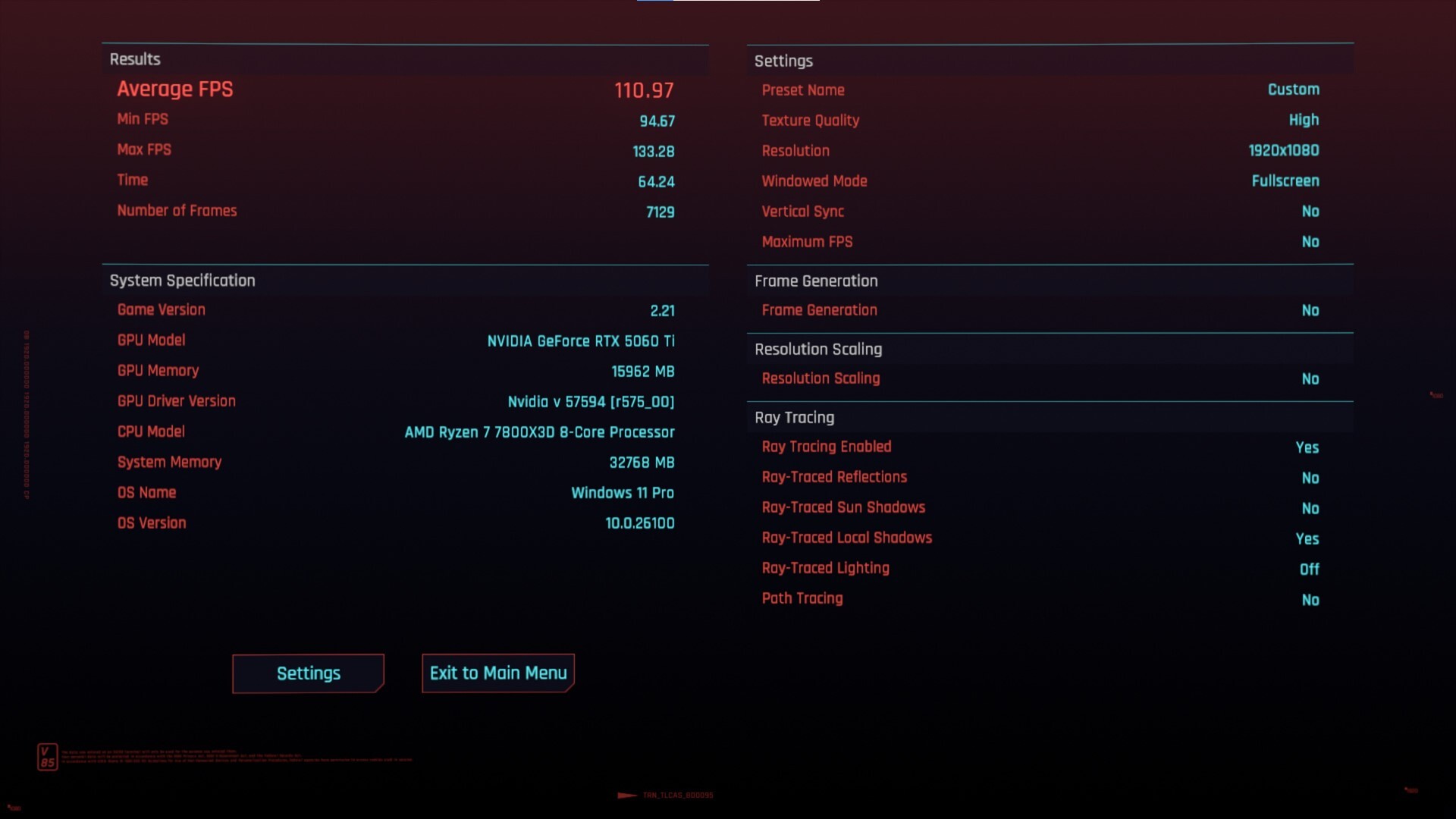 Gigabyte GeForce RTX 5060 Ti EAGLE OC ICE 16G Cyberpunk 2077 Benchmark 1080p