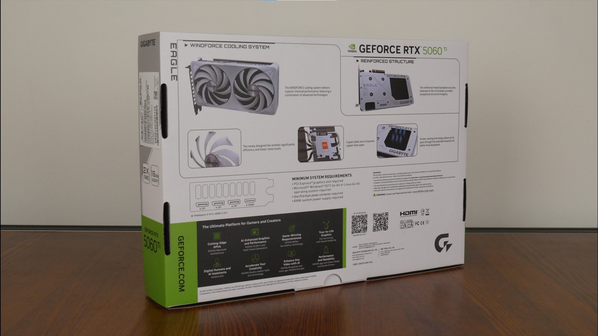 Gigabyte GeForce RTX 5060 Ti EAGLE OC ICE 16G Packaging (Rear)