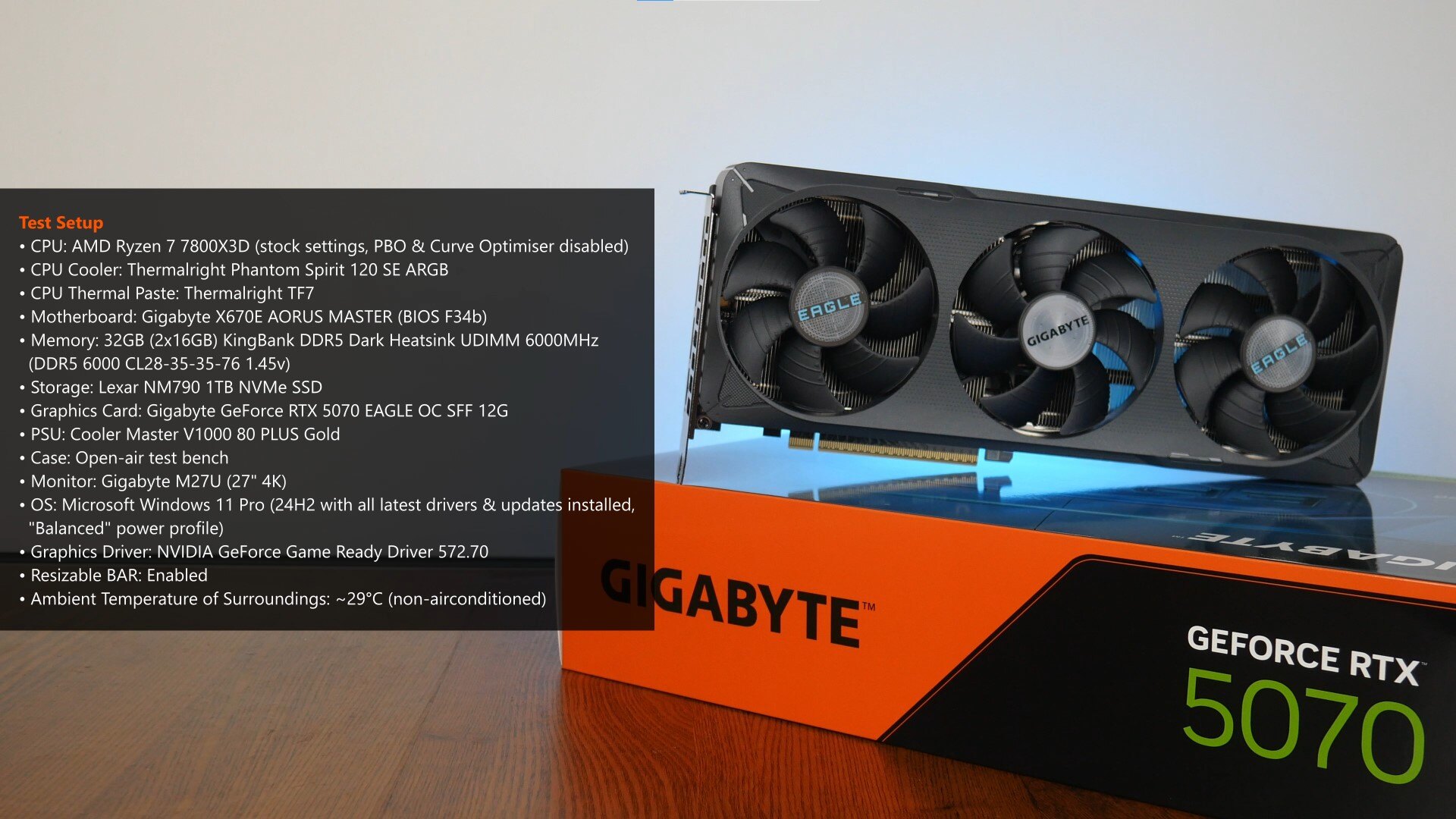 Gigabyte GeForce RTX 5070 EAGLE OC SFF 12G Test Setup