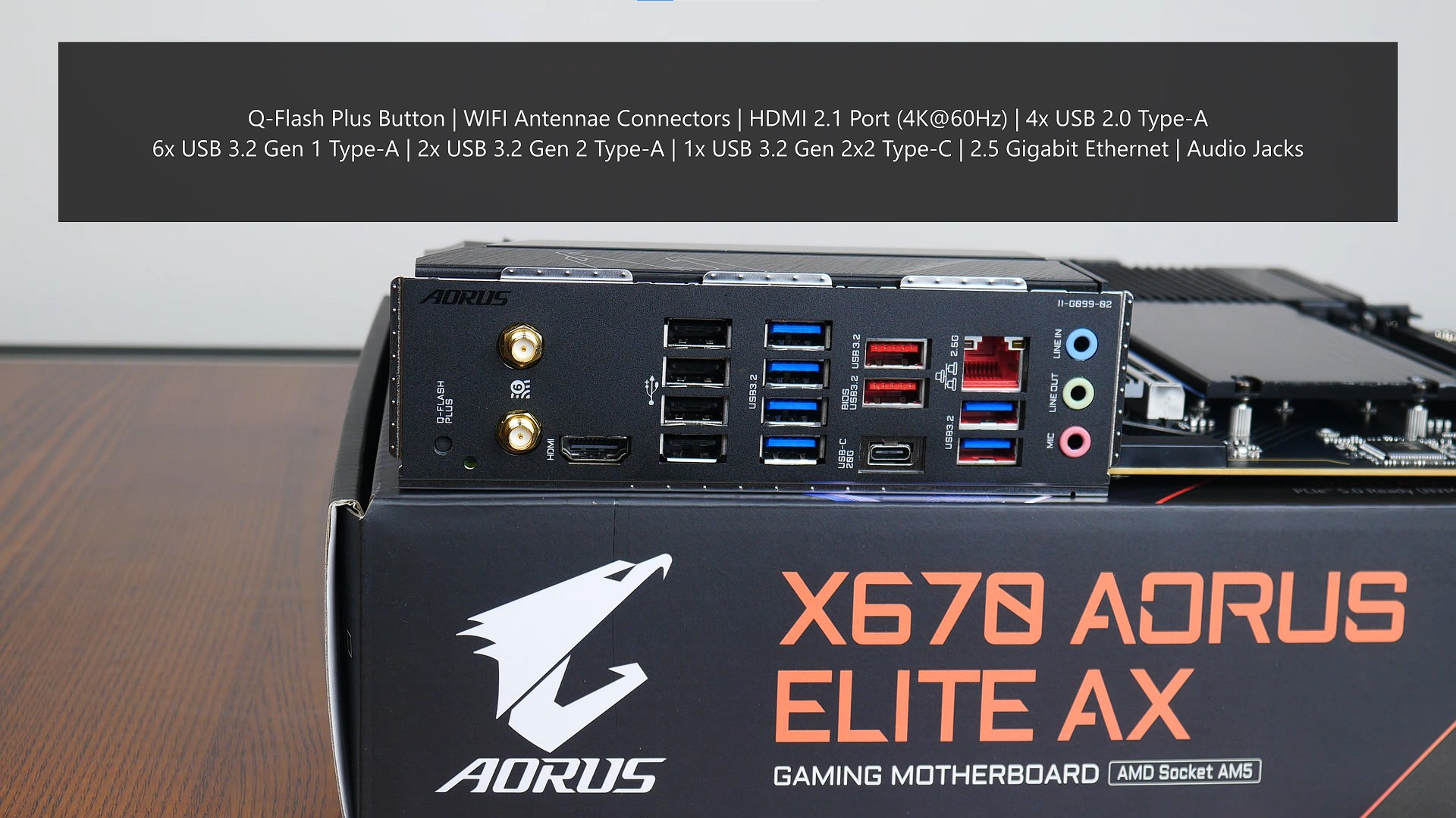 Gigabyte X670 AORUS ELITE AX Rear IO