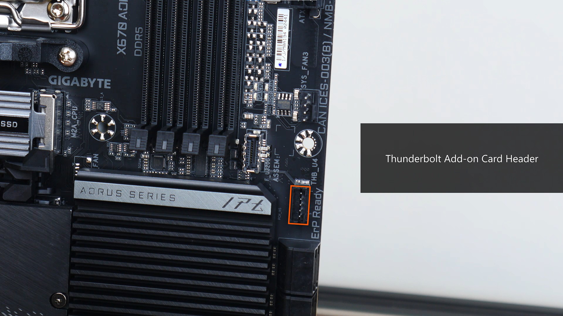 Gigabyte X670 AORUS ELITE AX Thunderbolt Add-on Card Header