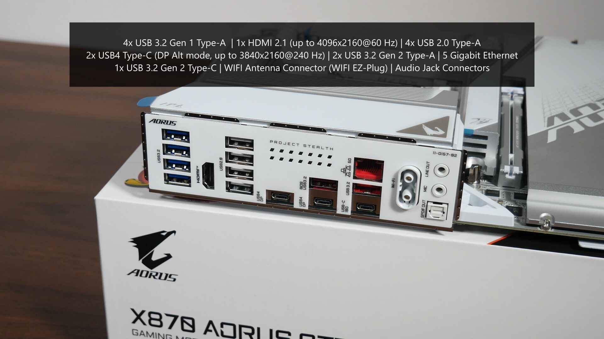 Gigabyte X870 AORUS STEALTH ICE Rear IO