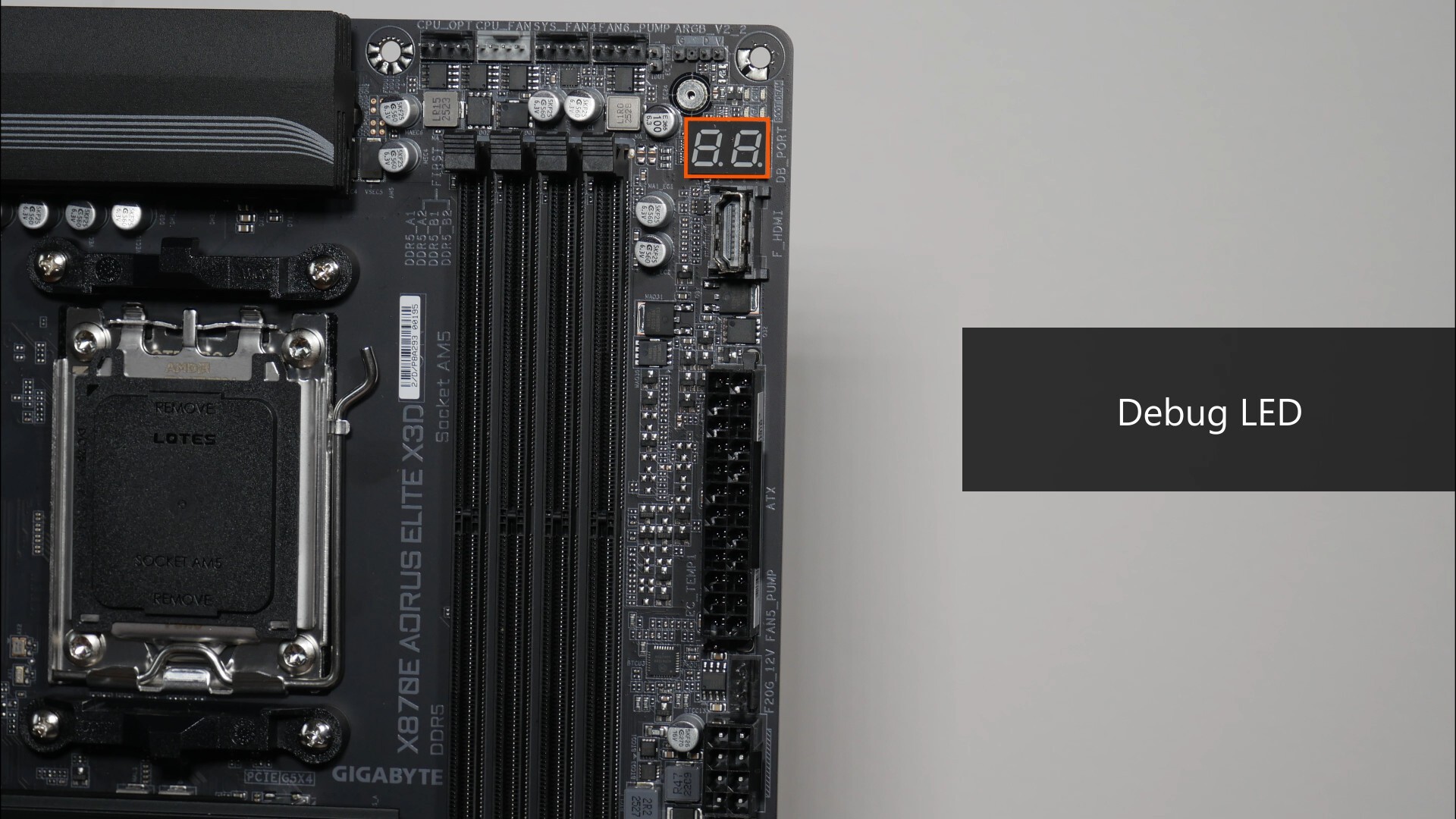 Gigabyte X870E AORUS ELITE X3D Debug LED