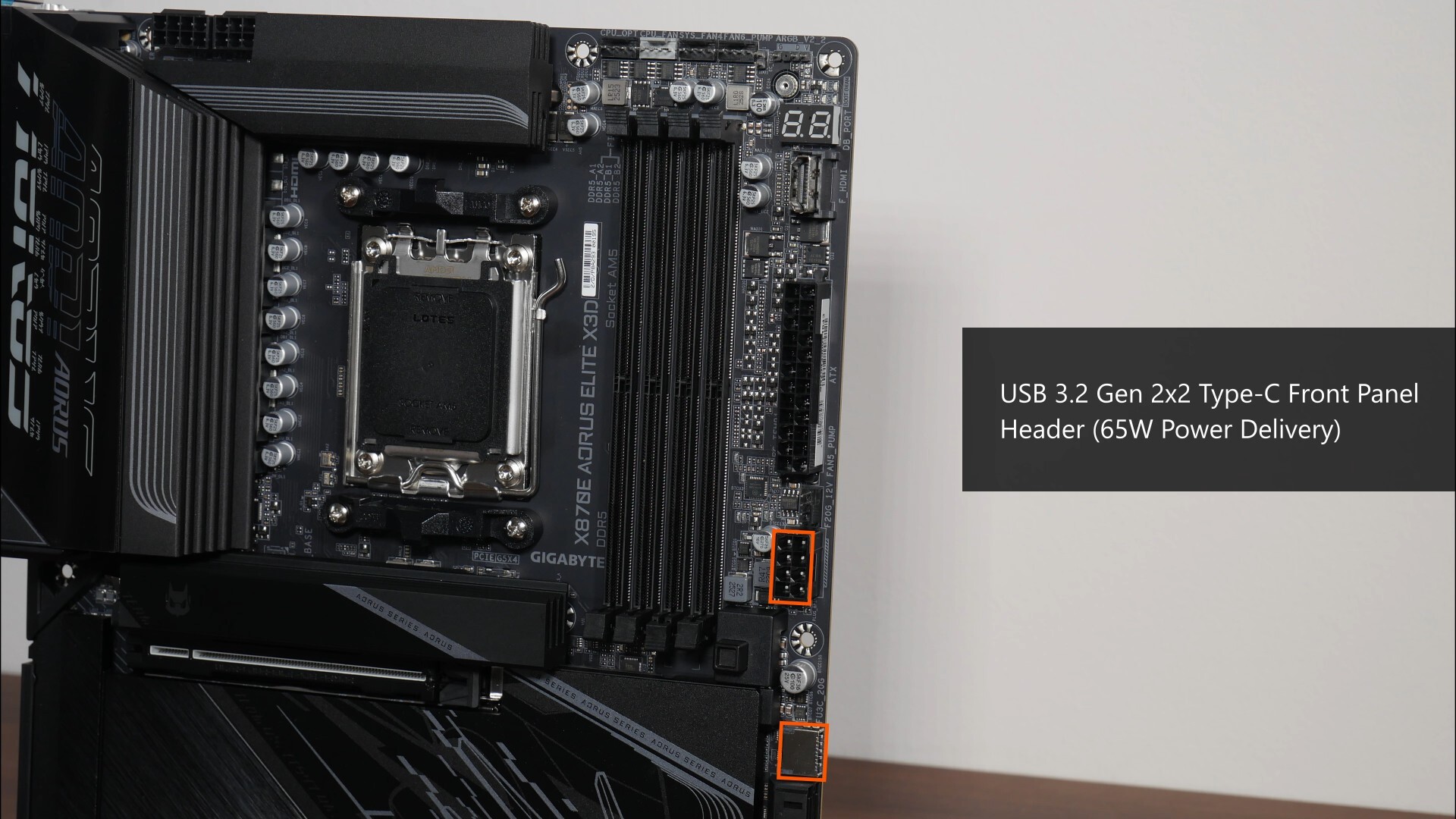 Gigabyte X870E AORUS ELITE X3D Front Panel USB 3.2 Gen 2x2 Type-C