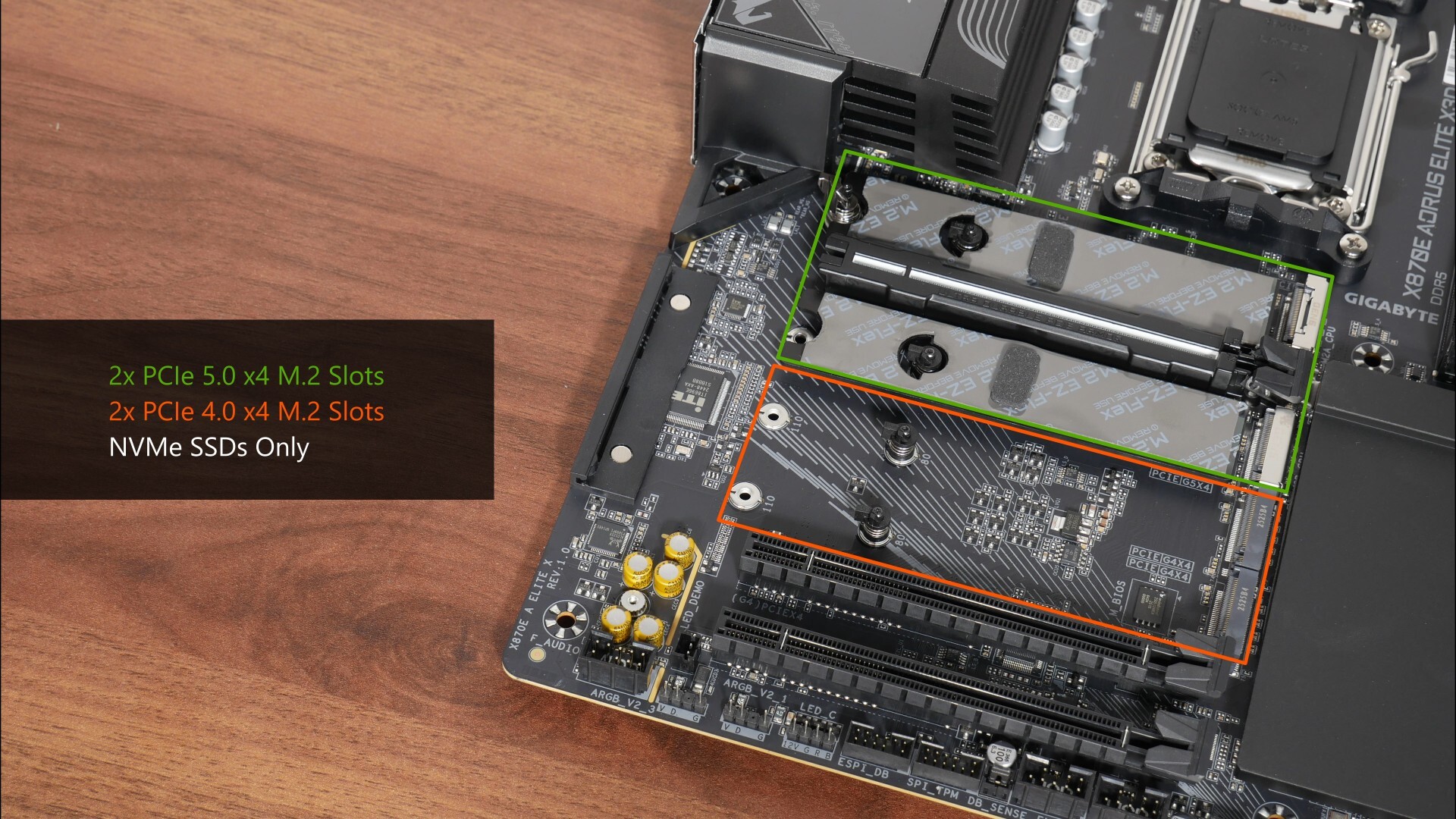 Gigabyte X870E AORUS ELITE X3D M.2 Slots
