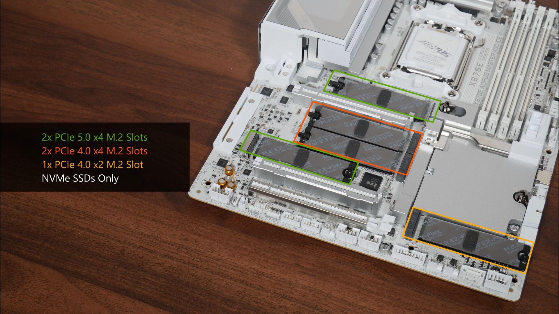 Gigabyte X870E AORUS MASTER X3D ICE M.2 Slots