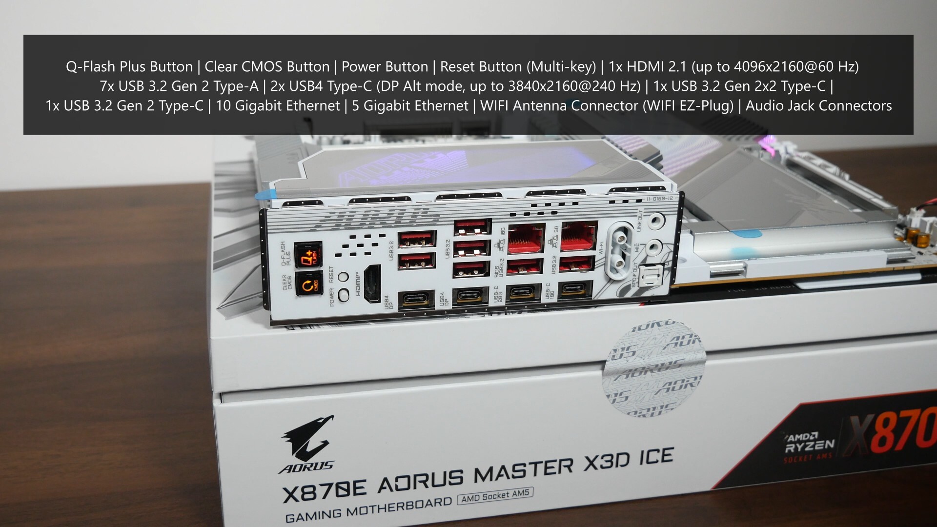 Gigabyte X870E AORUS MASTER X3D ICE Rear IO