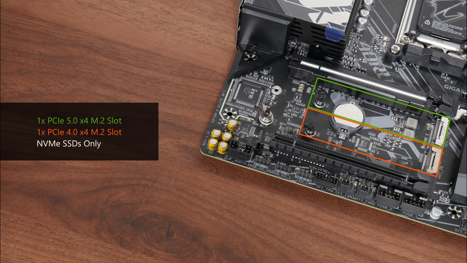 Gigabyte X870M AORUS ELITE WIFI7 M.2 Slots