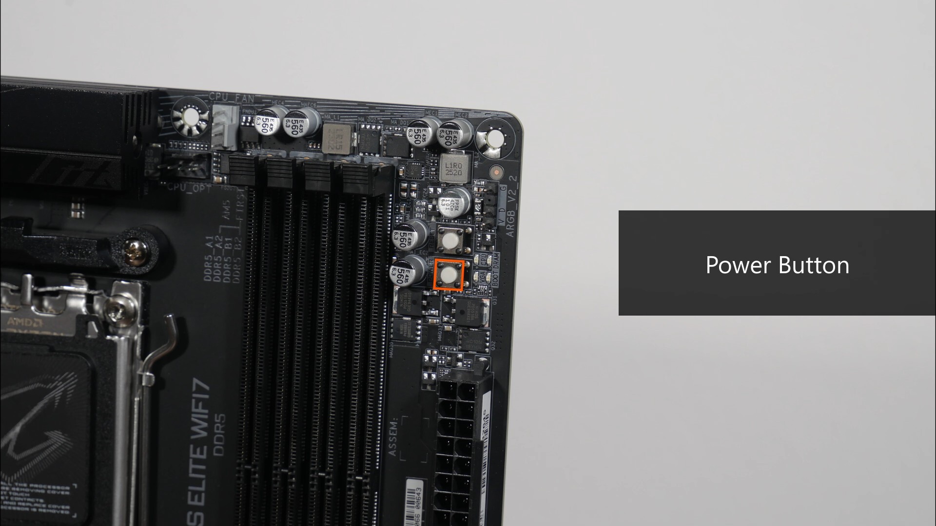 Gigabyte X870M AORUS ELITE WIFI7 Power Button