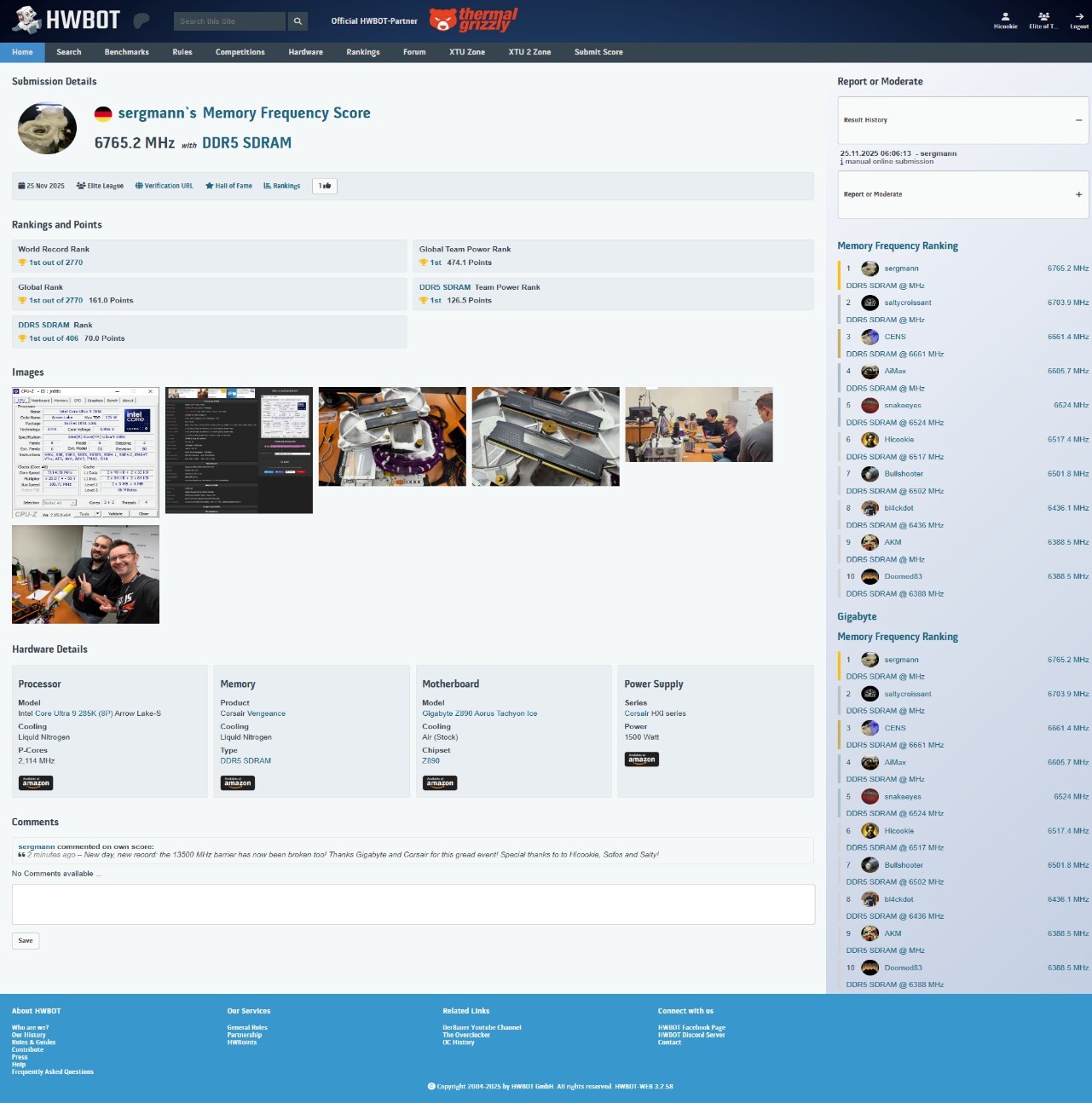 Gigabyte Z890 AORUS TACHYON ICE DDR5 13530 World Record (3)