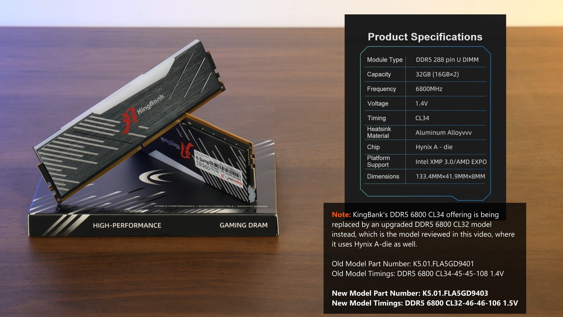 KingBank DDR5 Dark SoarBlade RGB Specifications