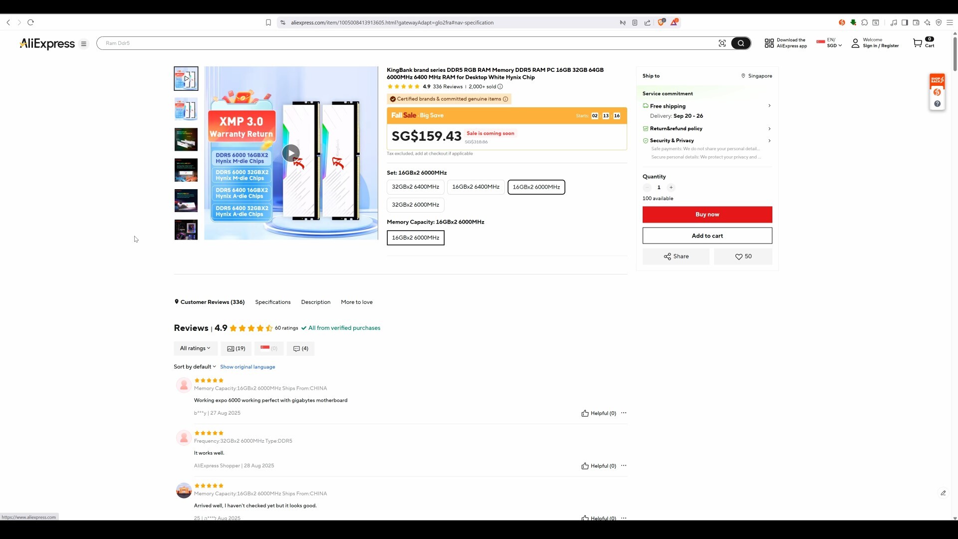 KingBank DDR5 SoarBlade RGB AliExpress Listing