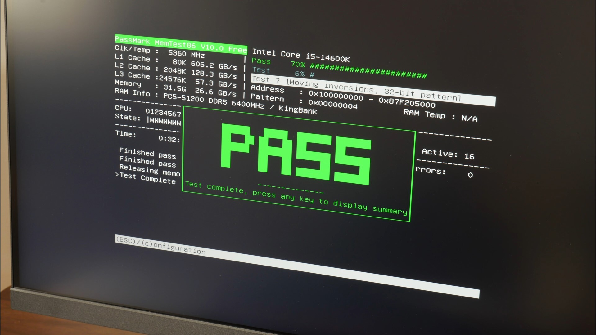 KingBank DDR5 SoarBlade RGB MemTest86