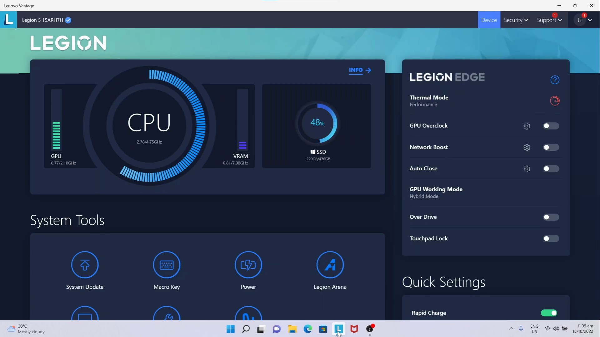 2022 Lenovo Legion 5 Gen 7 Gaming Laptop Lenovo Vantage App