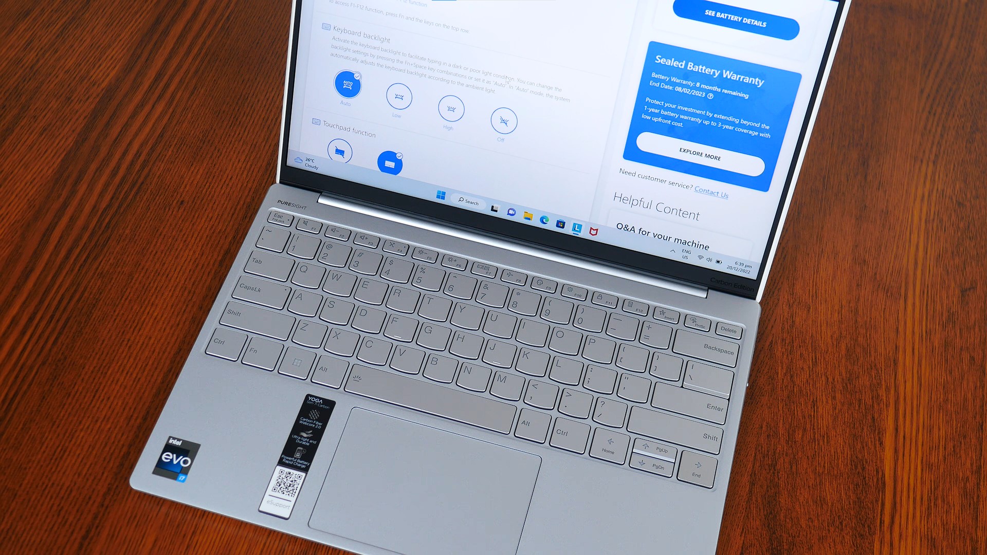 Lenovo Yoga Slim 7i Carbon 13IAP7 Keyboard