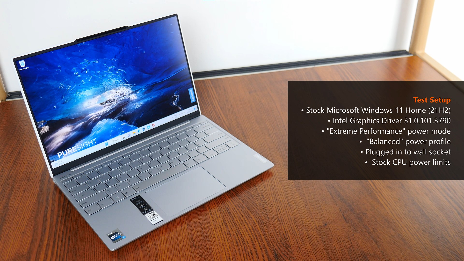 Lenovo Yoga Slim 7i Carbon 13IAP7 Test Setup