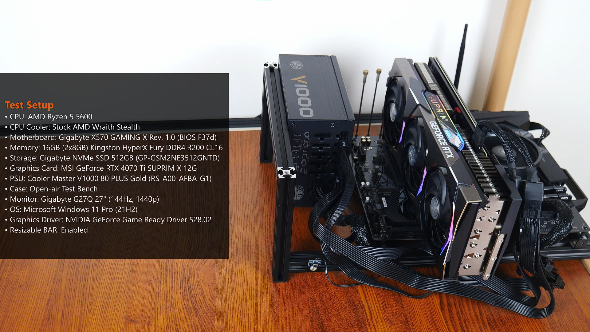 MSI GeForce RTX 4070 Ti SUPRIM X 12G Test Setup