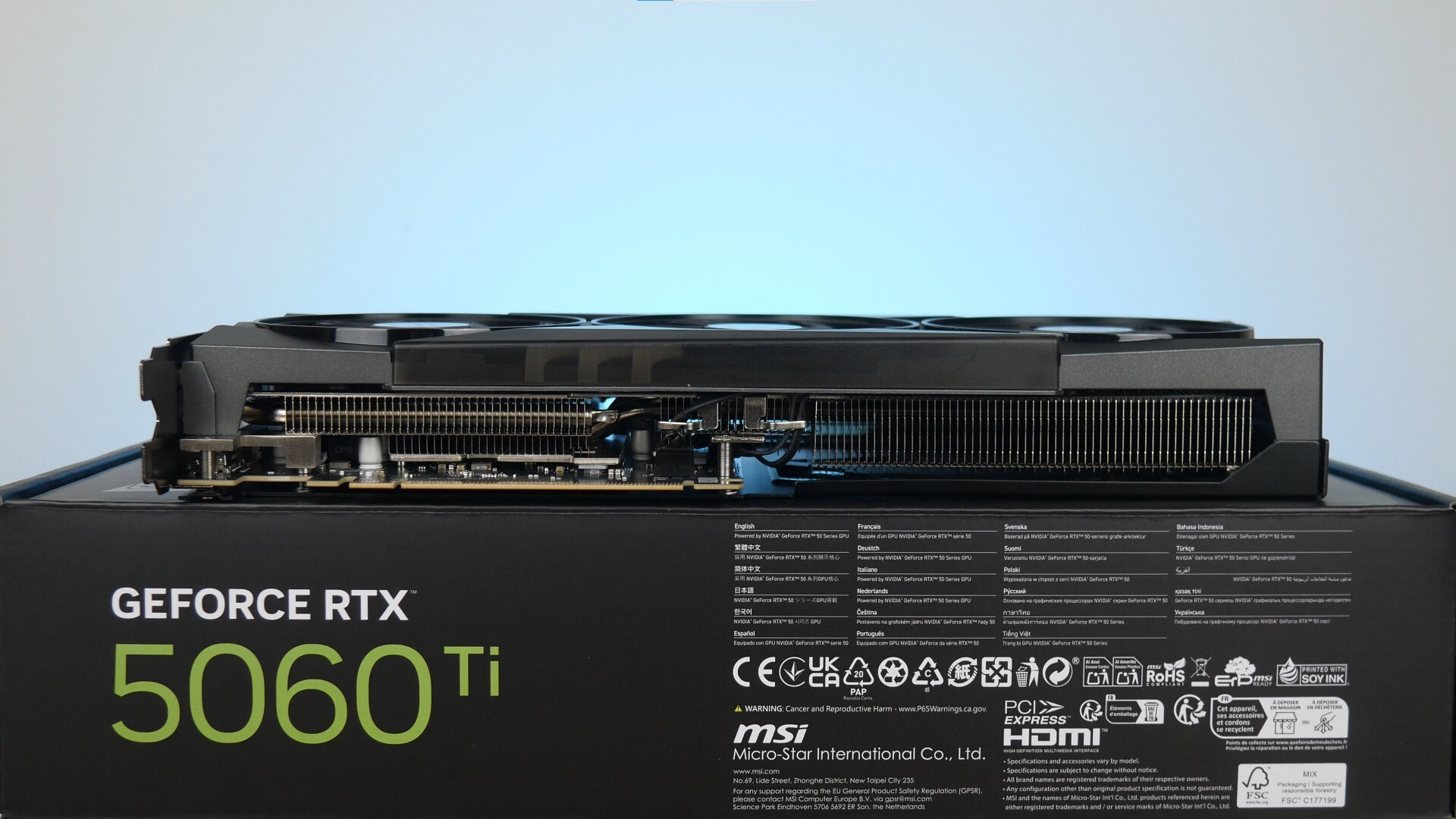 MSI GeForce RTX 5060 Ti 16G GAMING TRIO OC Aesthetics (Long Edge Bottom)