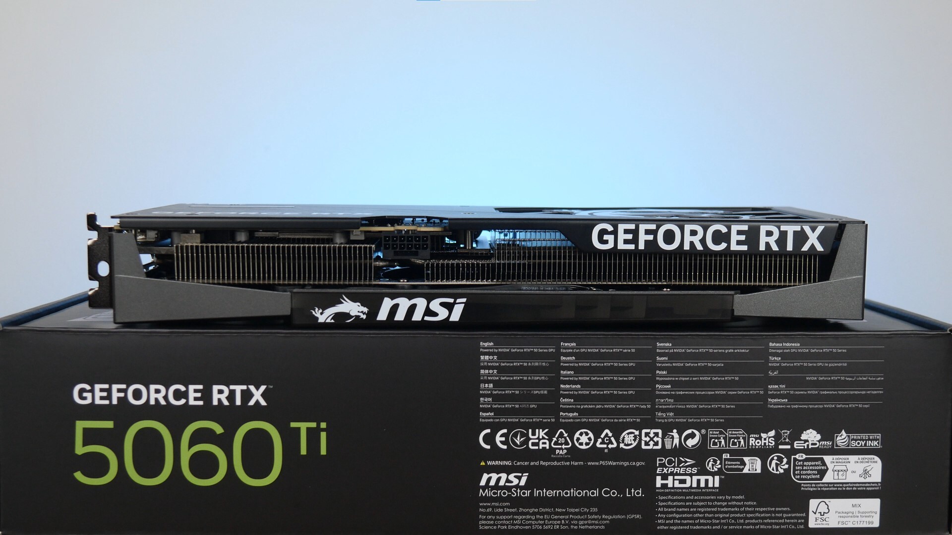 MSI GeForce RTX 5060 Ti 16G GAMING TRIO OC Aesthetics (Long Edge Top)