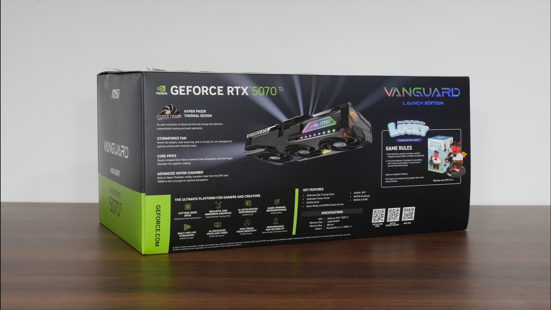 MSI GeForce RTX 5070 Ti 16G VANGUARD SOC LAUNCH EDITION Packaging (Rear)