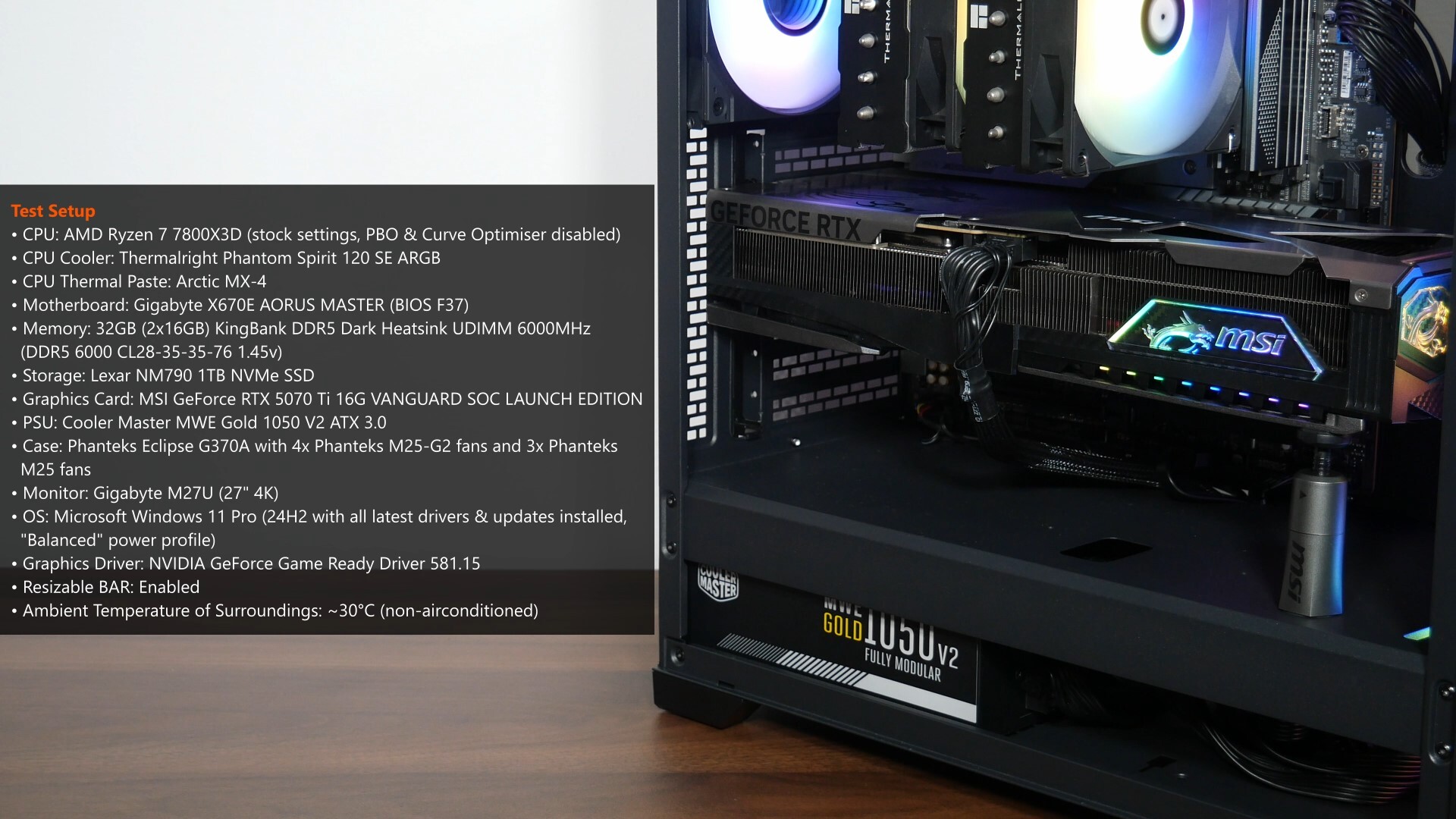 MSI GeForce RTX 5070 Ti 16G VANGUARD SOC LAUNCH EDITION Test Setup
