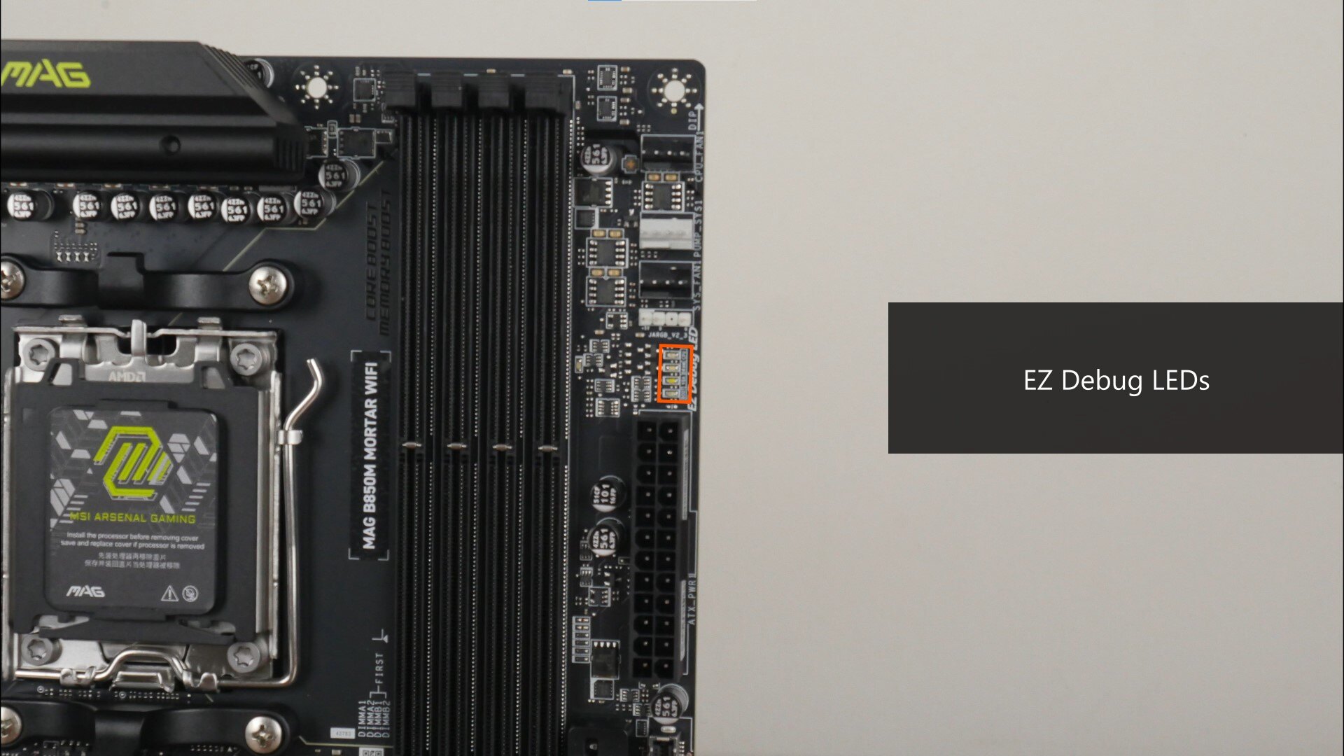 MSI MAG B850M MORTAR WIFI EZ Debug LEDs