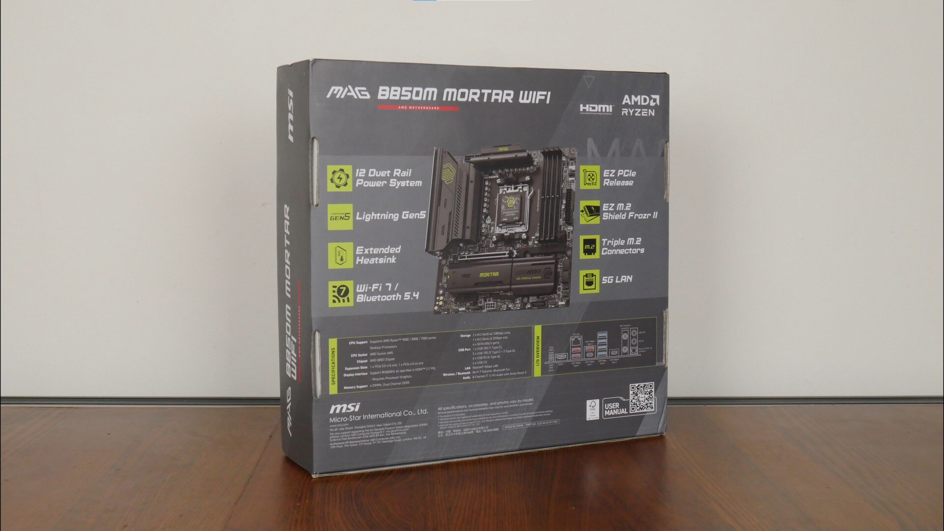 MSI MAG B850M MORTAR WIFI Packaging (Rear)