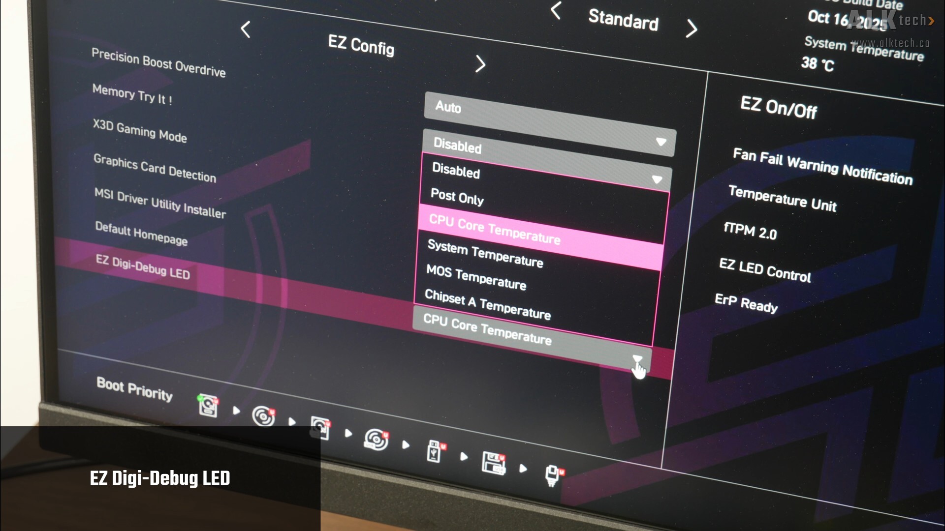 MSI MPG B850M EDGE TI MAX WIFI EZ Digi-Debug LED BIOS Options