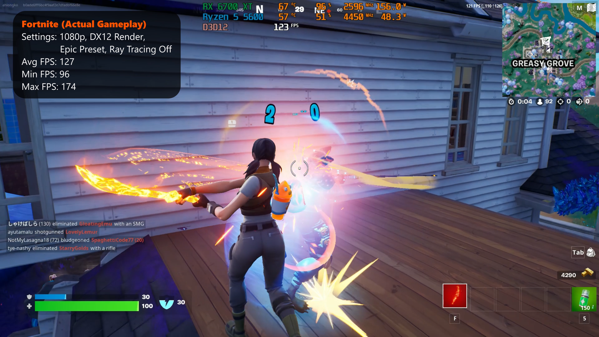 MSI Radeon RX 6700 XT MECH 2X 12G OC Fortnite Epic Preset RT Off