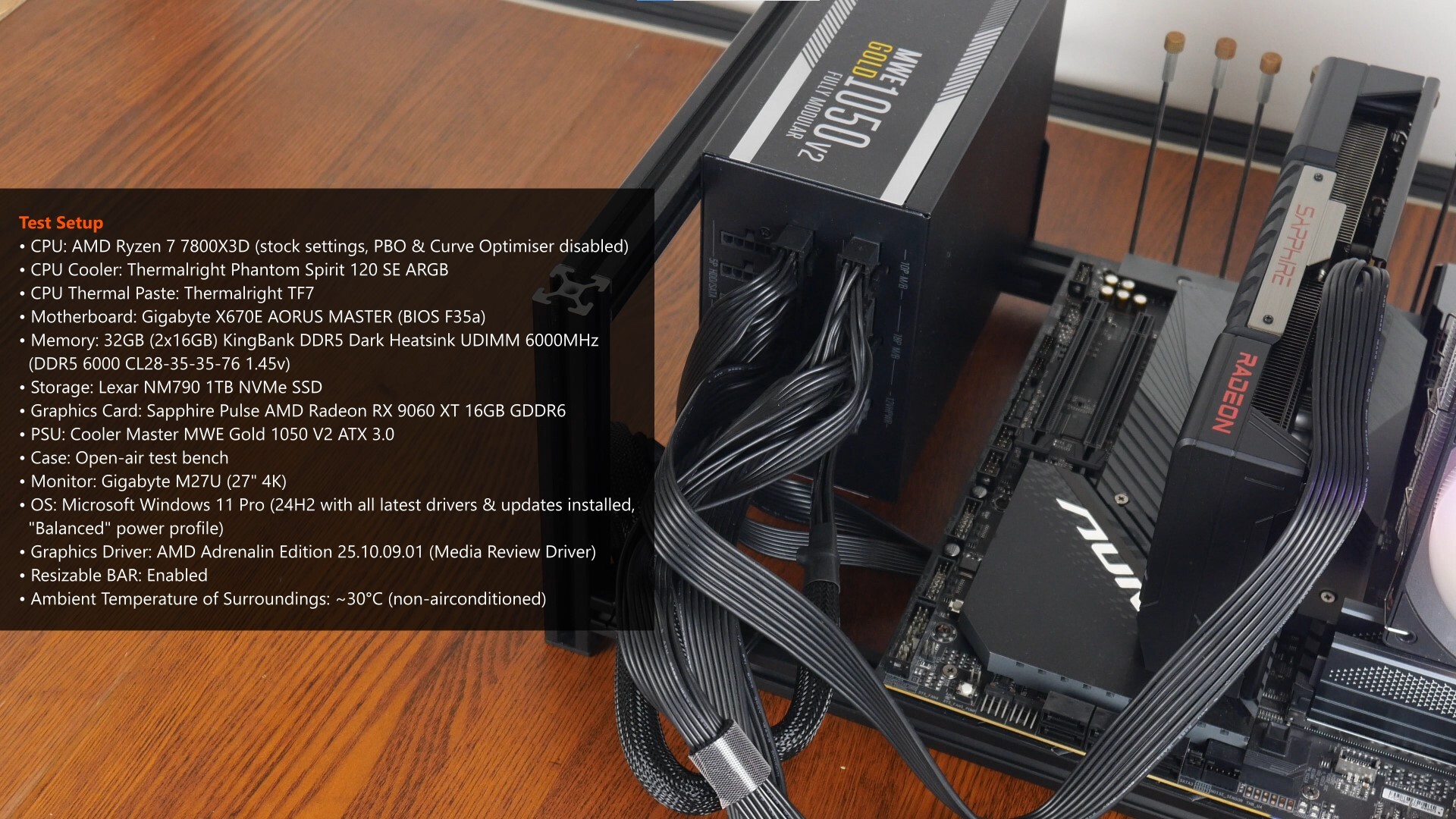 Sapphire PULSE AMD Radeon RX 9060 XT 16GB Test Setup