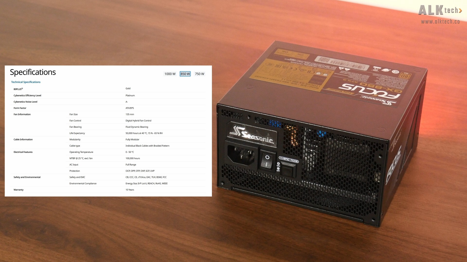 Seasonic Focus GX ATX 3.1 850W Specifications
